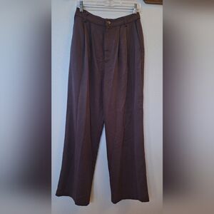 REFORMATION Mason Pleated High Waist Wide Leg Brown Trousers Pants Size 8